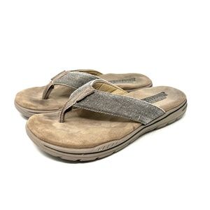 Skechers Mens Flip Flop Grey Brown Memory Foam Comfort Sandal 65090 Size 7
